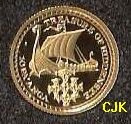 Hiddensee Goldschmuck auf Goldmünze aus Tonga 2003